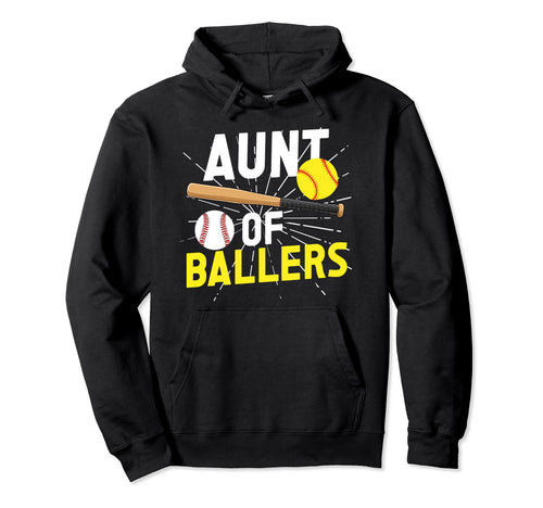 Aunt Ballers Proud Baseball Softball Hoodie - Minimalist Print Men Women - T-Shirt, Sweatshirt, Hoodie