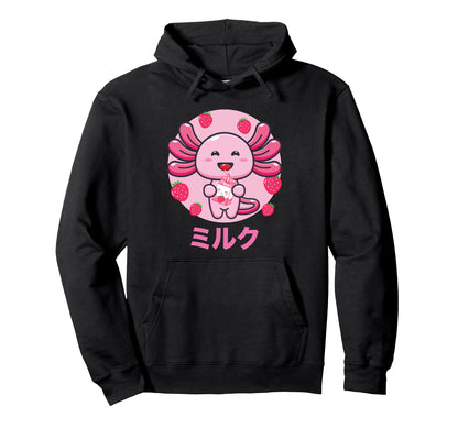 Axolotl Milkshake Vaporwave Aesthetics Hoodie - Unique Graphic Men Women - T-Shirt, Sweatshirt, Hoodie