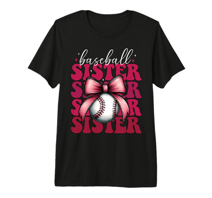 Baseball Sister Baseball Coquette Bow Tri T-Shirt - Novelty Apparel Unisex - T-Shirt, Sweatshirt, Hoodie