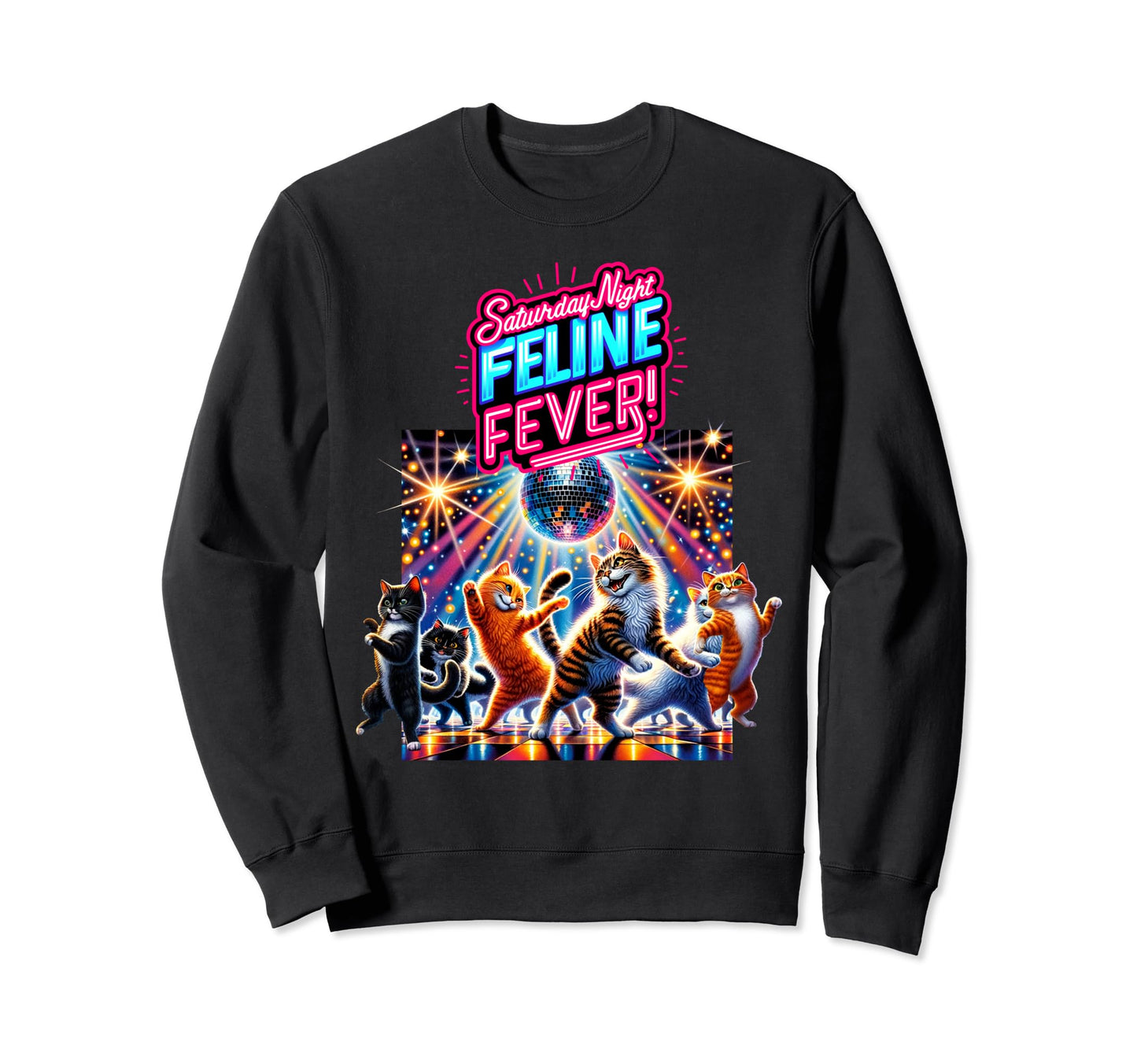 Parody Kitty Cat Lover Disco Feline Sweatshirt - Trendy Graphic for Adults - T-Shirt, Sweatshirt, Hoodie