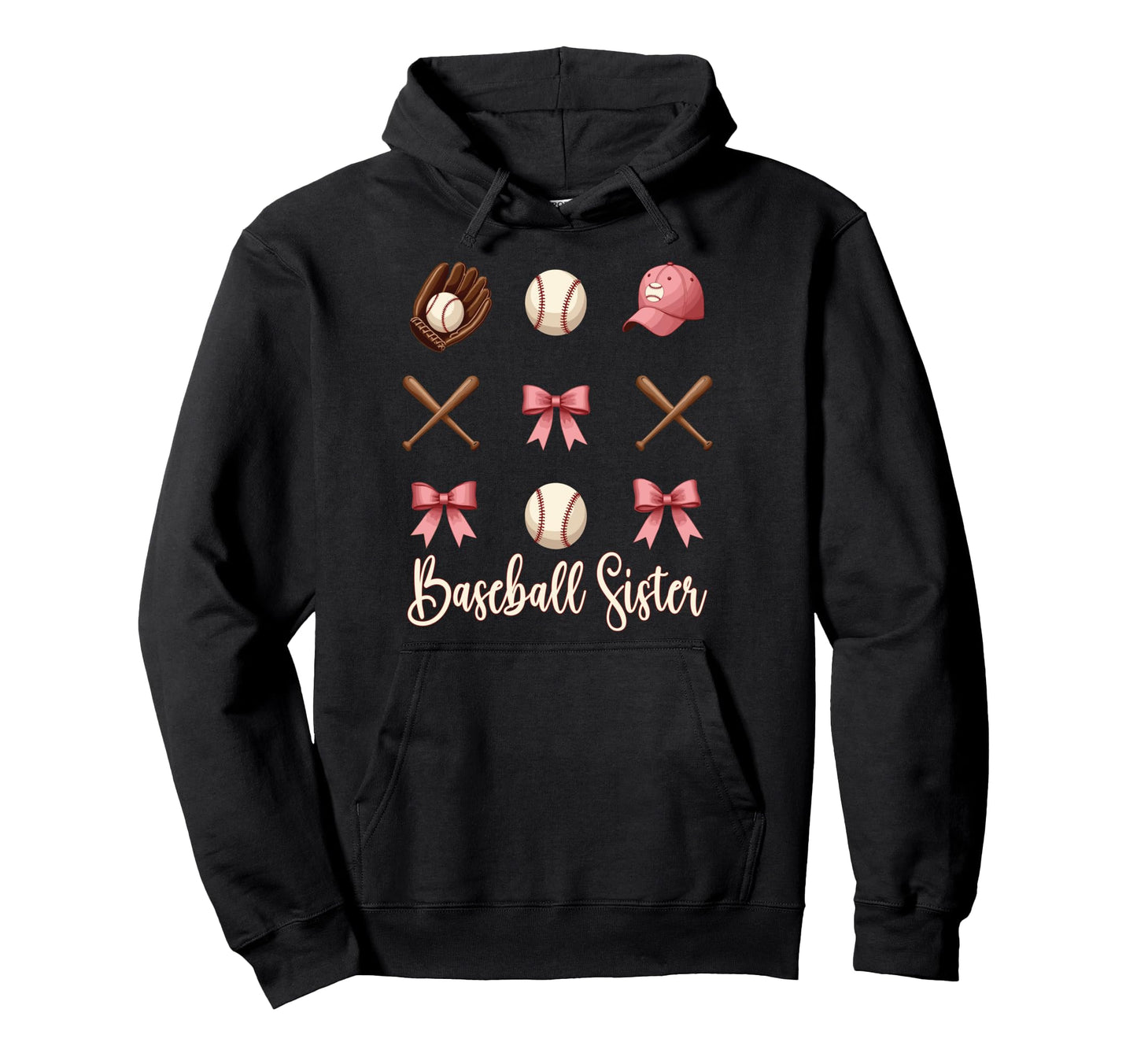 Baseball Sister Funny Coquette Hoodie - Casual Everyday Wear for Adults - T-Shirt, Sweatshirt, Hoodie
