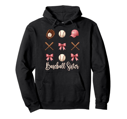 Baseball Sister Funny Coquette Hoodie - Casual Everyday Wear for Adults - T-Shirt, Sweatshirt, Hoodie