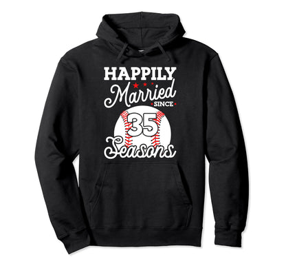 35Th Wedding Anniversary Baseball Husband Hoodie - Minimalist Print Unisex - T-Shirt, Sweatshirt, Hoodie