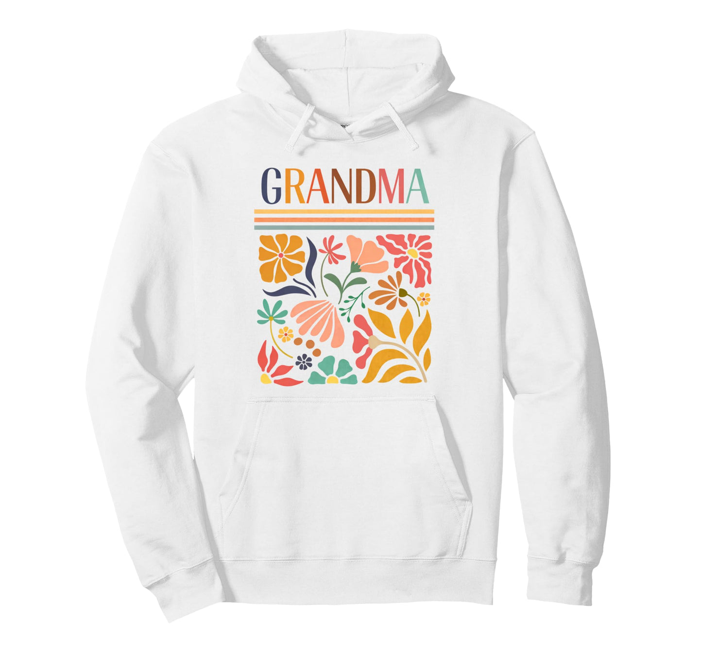 Grandma Boho Floral Folk Art Flowers Hoodie - Trendy Graphic Men Women - T-Shirt, Sweatshirt, Hoodie