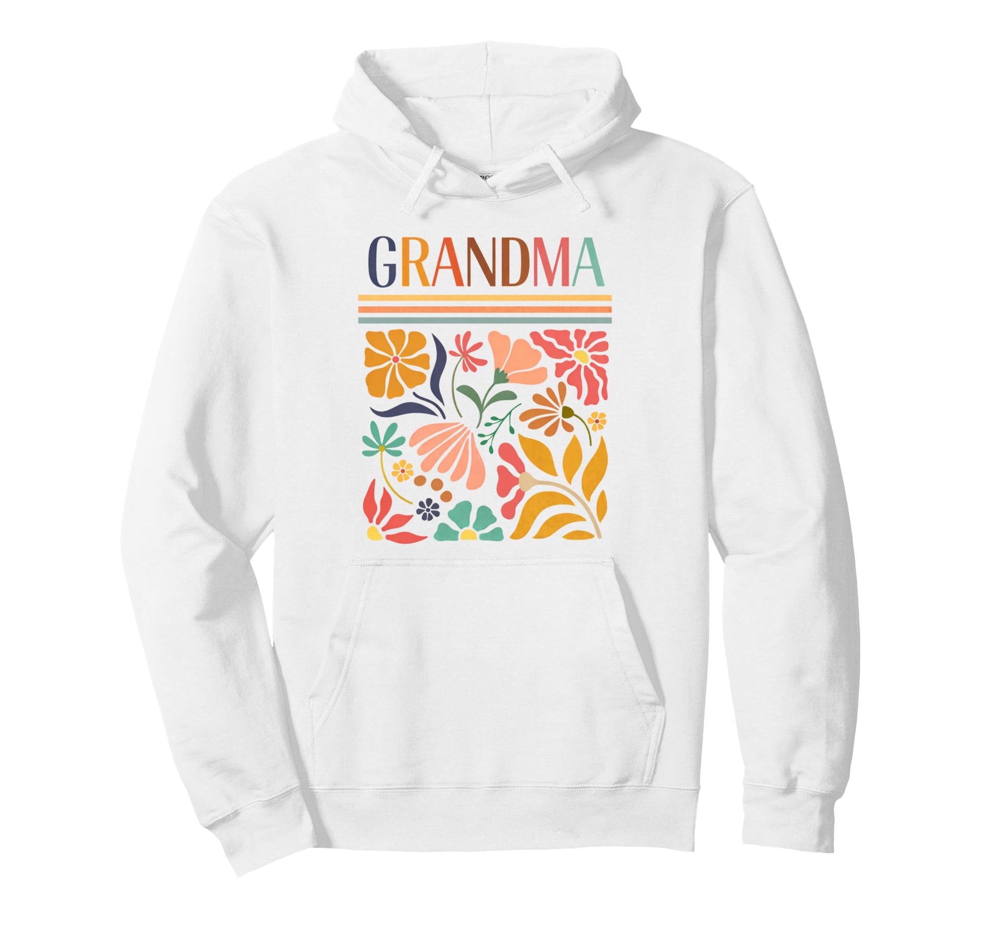 Grandma Boho Floral Folk Art Flowers Hoodie - Trendy Graphic Men Women - T-Shirt, Sweatshirt, Hoodie