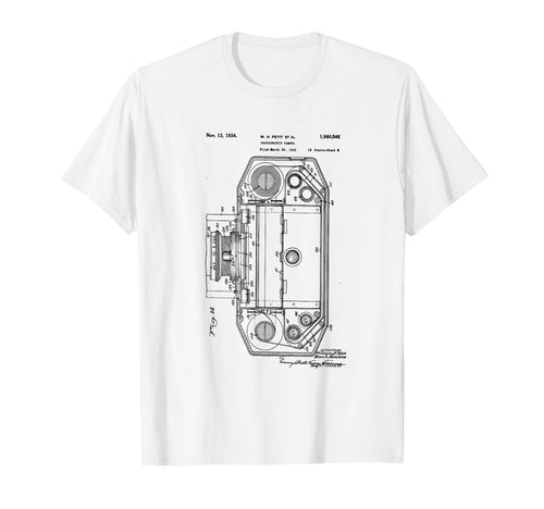 Camera Photographic Patent 1934 T-Shirt - Novelty Apparel for Adults - T-Shirt, Sweatshirt, Hoodie