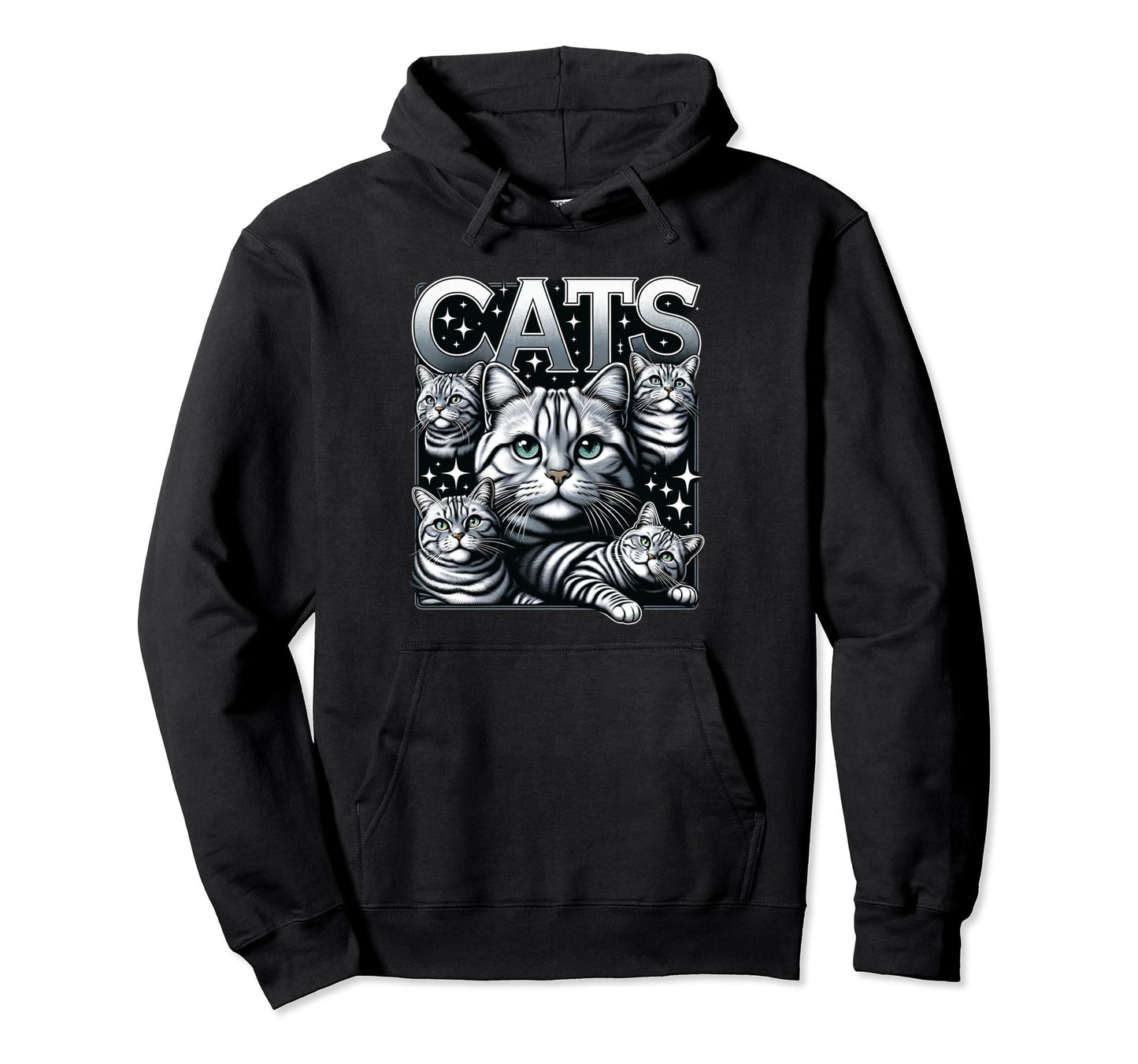 Cat Bootleg Grunge 90S Hoodie - Fun Novelty Design Unisex - T-Shirt, Sweatshirt, Hoodie