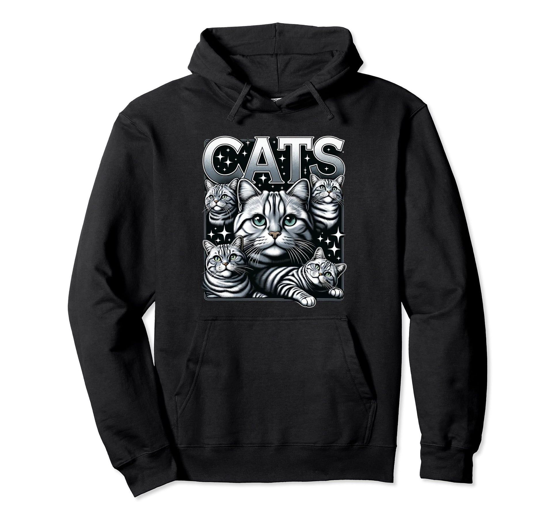 Cat Bootleg Grunge 90S Hoodie - Fun Novelty Design Unisex - T-Shirt, Sweatshirt, Hoodie
