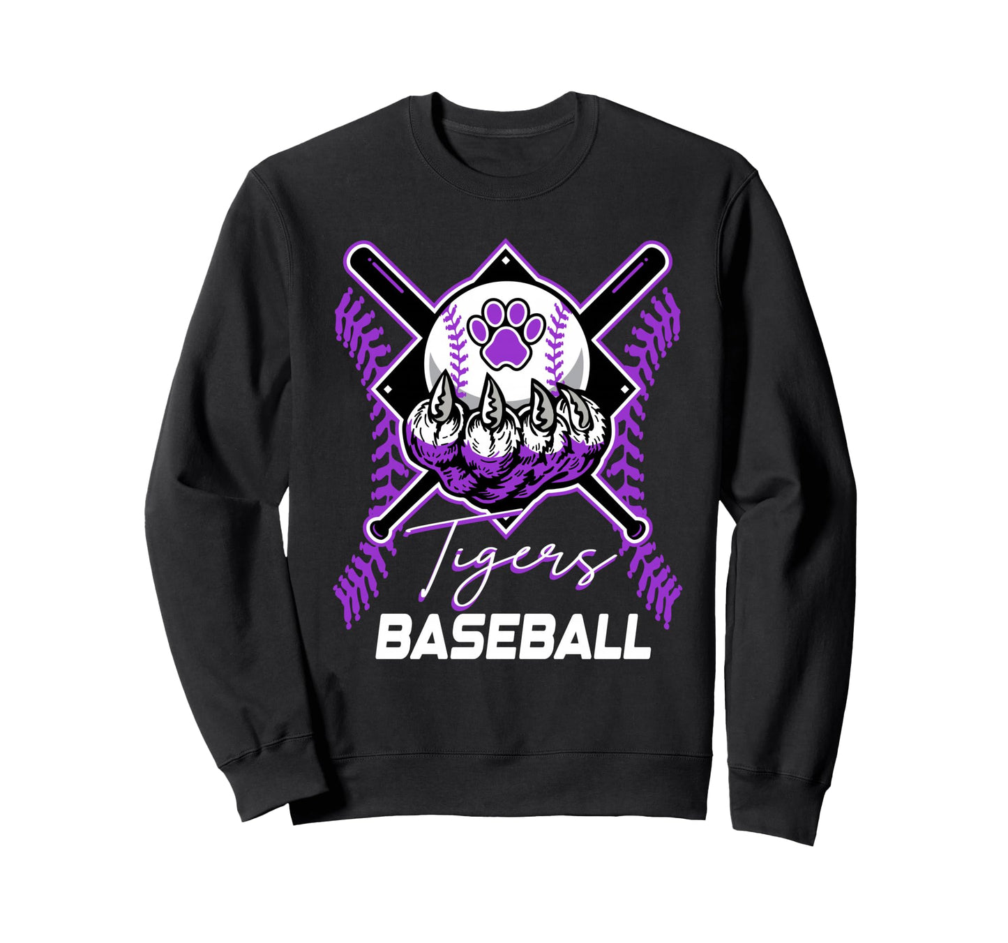 Tigers Baseball Mom Game Day Paw Sweatshirt - Graphic Print Men Women - T-Shirt, Sweatshirt, Hoodie