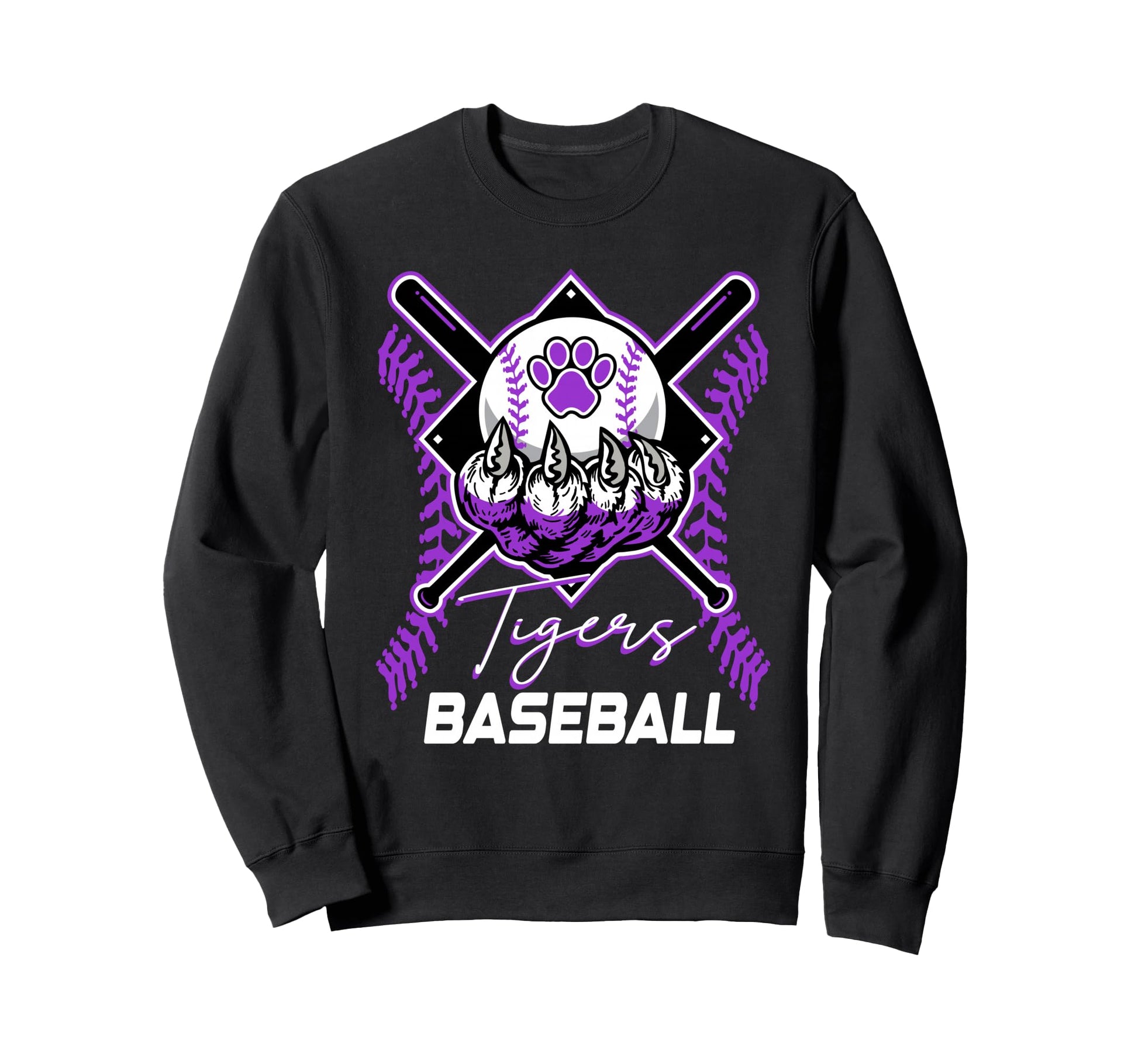 Tigers Baseball Mom Game Day Paw Sweatshirt - Graphic Print Men Women - T-Shirt, Sweatshirt, Hoodie