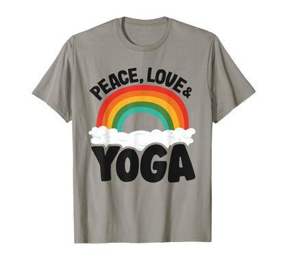 Peace Love Yoga Rainbow Hippie Yoga T-Shirt - Trendy Graphic Unisex - T-Shirt, Sweatshirt, Hoodie