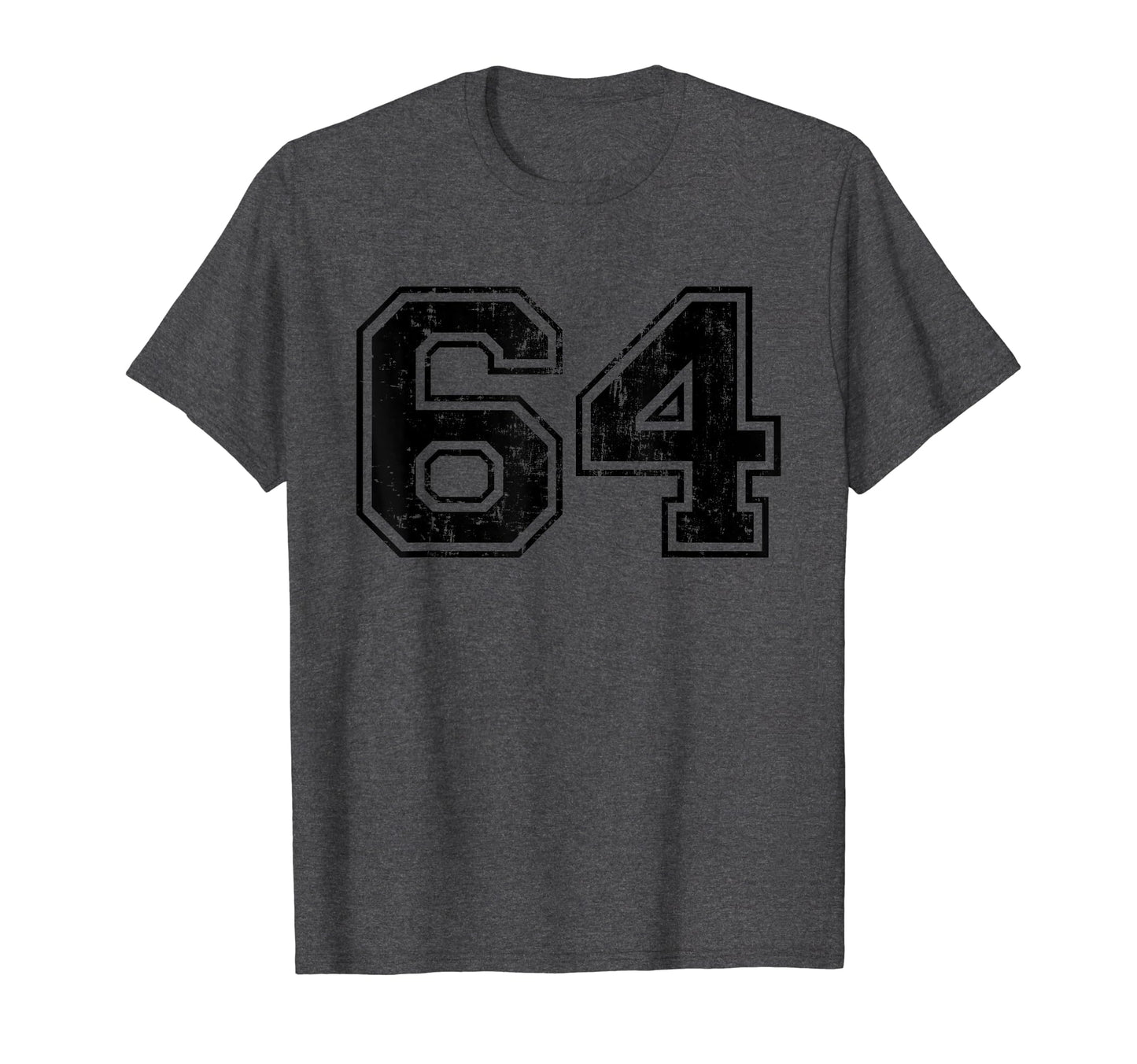Number 64 Varsity Distressed Sport Team T-Shirt - Trendy Graphic Men Women - T-Shirt, Sweatshirt, Hoodie