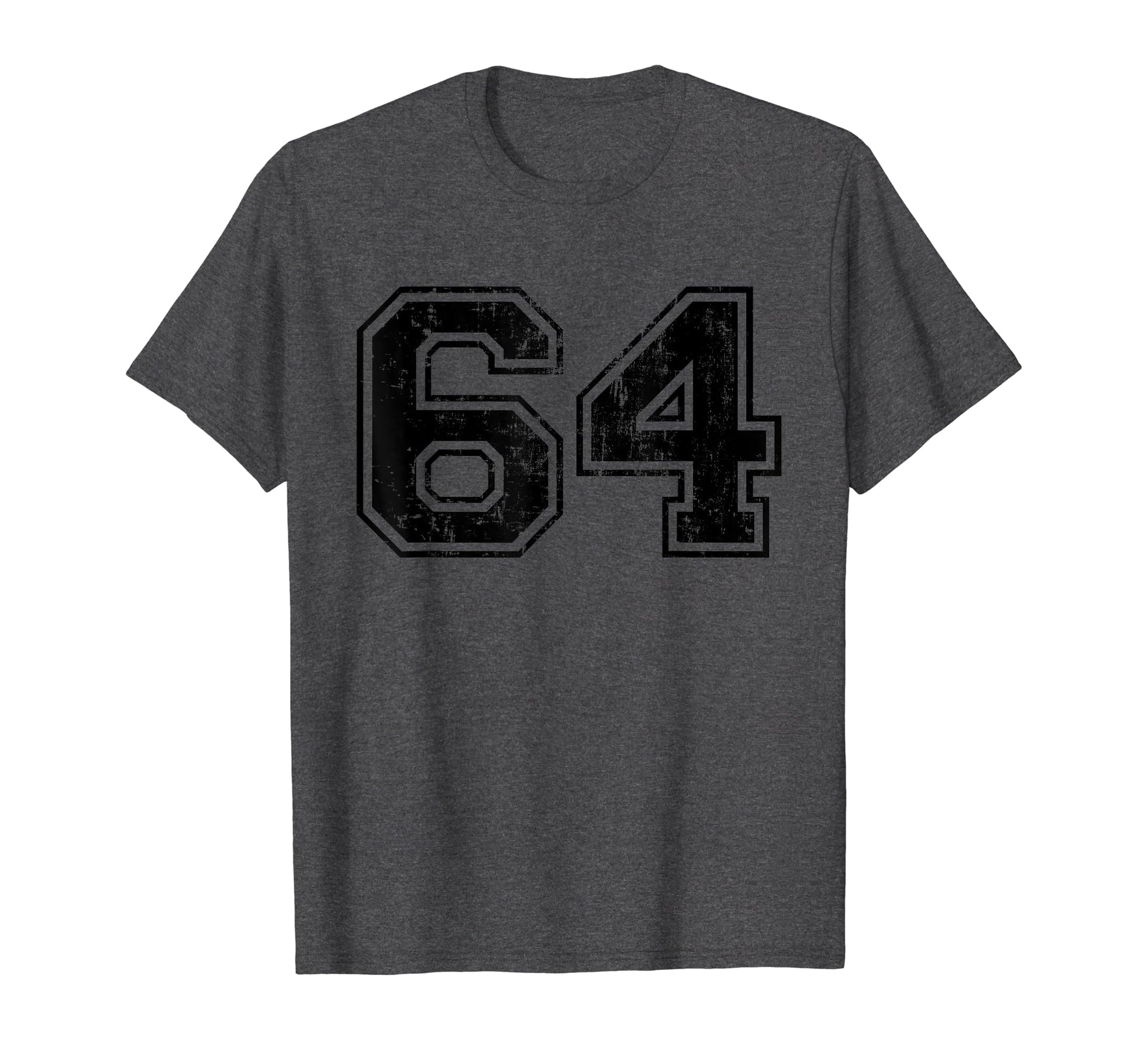 Number 64 Varsity Distressed Sport Team T-Shirt - Trendy Graphic Men Women - T-Shirt, Sweatshirt, Hoodie