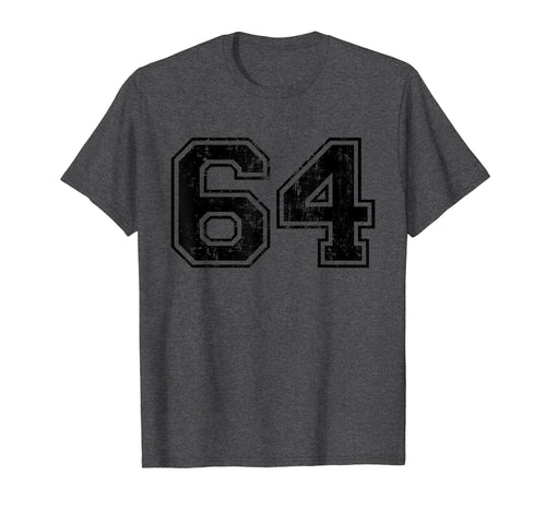 Number 64 Varsity Distressed Sport Team T-Shirt - Trendy Graphic Men Women - T-Shirt, Sweatshirt, Hoodie