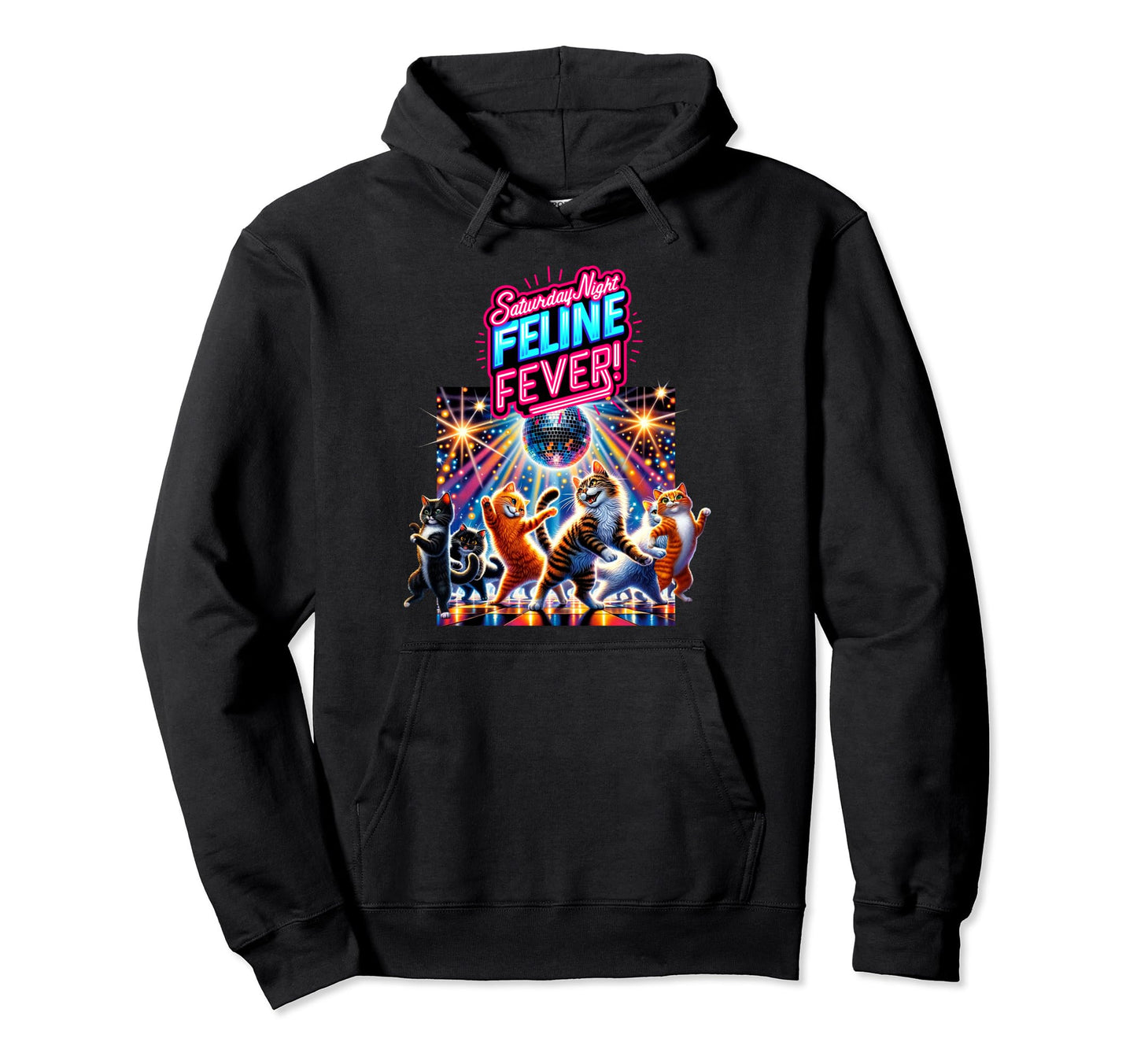 Parody Kitty Cat Lover Disco Feline Fever Hoodie - Streetwear Style Unisex - T-Shirt, Sweatshirt, Hoodie