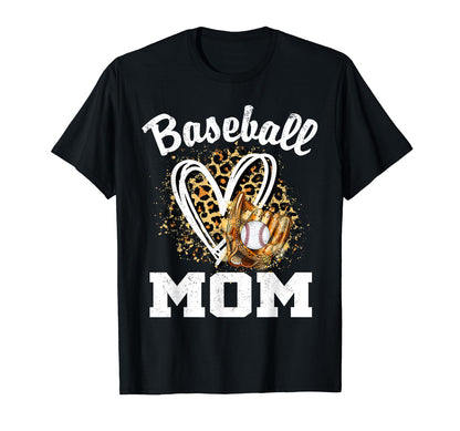 Baseball Mom Leopard Heart Matching T-Shirt - Unique Graphic Men Women - T-Shirt, Sweatshirt, Hoodie