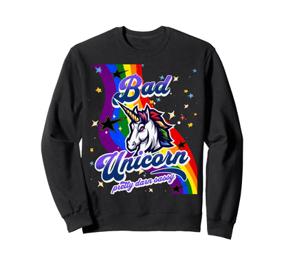 Bad White Unicorn Teens Tweens Sweatshirt - Custom Art Print Men Women - T-Shirt, Sweatshirt, Hoodie