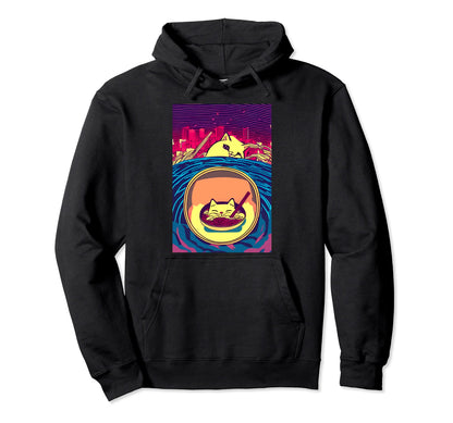 Kawaii Funny Peeping Cat Japanese Great Hoodie - Streetwear Style Unisex - T-Shirt, Sweatshirt, Hoodie