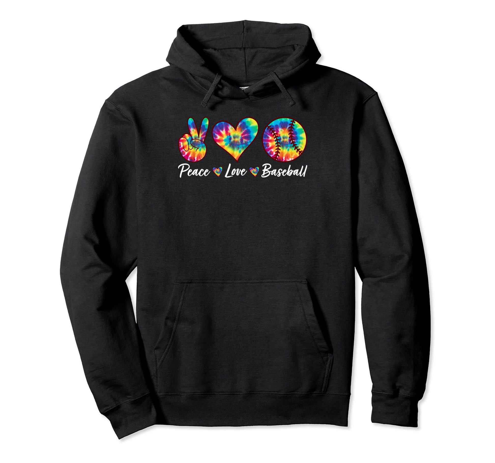 Tie Dye Peace Love Baseball Hoodie - Casual Everyday Wear for Adults - T-Shirt, Sweatshirt, Hoodie