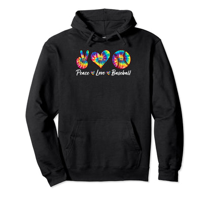 Tie Dye Peace Love Baseball Hoodie - Casual Everyday Wear for Adults - T-Shirt, Sweatshirt, Hoodie