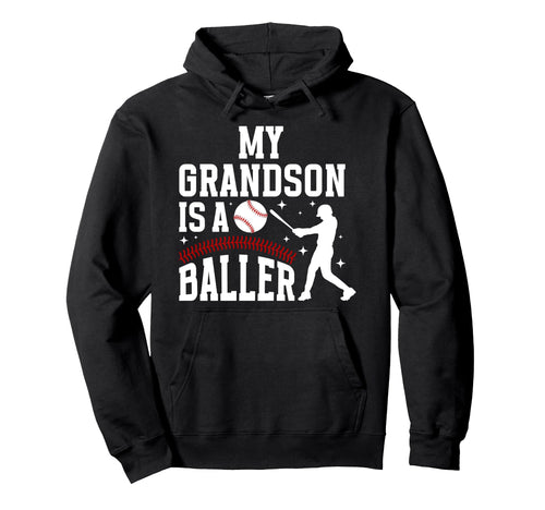 My Grandson Baseball Grandma Baseball Hoodie - Unique Graphic Unisex - T-Shirt, Sweatshirt, Hoodie