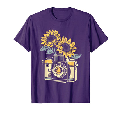 Photographer Sunflower Camera T-Shirt - Trendy Graphic Men Women - T-Shirt, Sweatshirt, Hoodie