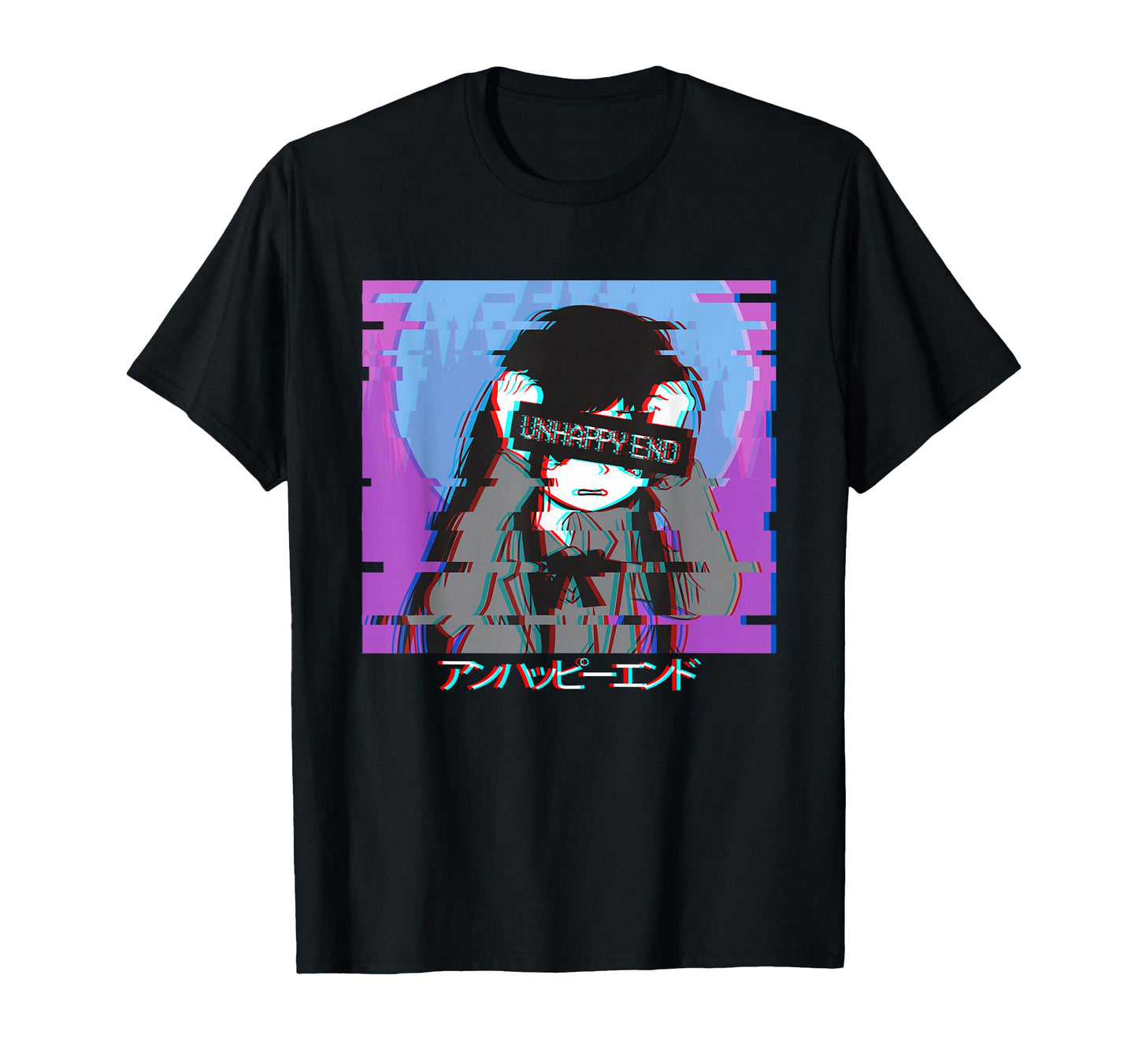 Sad Anime Japanese Vaporwave T-Shirt - Casual Everyday Wear for Adults - T-Shirt, Sweatshirt, Hoodie