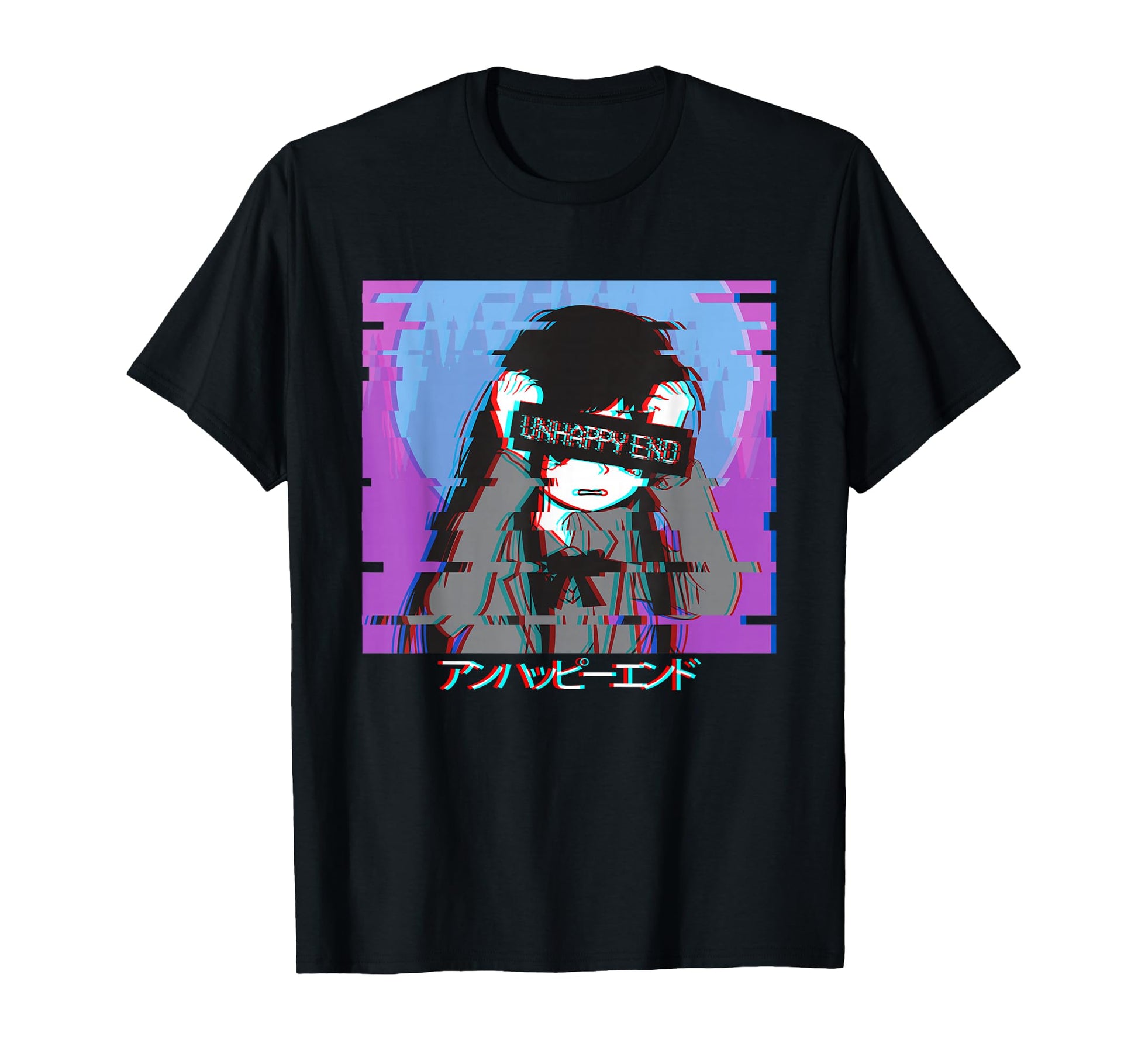 Sad Anime Japanese Vaporwave T-Shirt - Casual Everyday Wear for Adults - T-Shirt, Sweatshirt, Hoodie