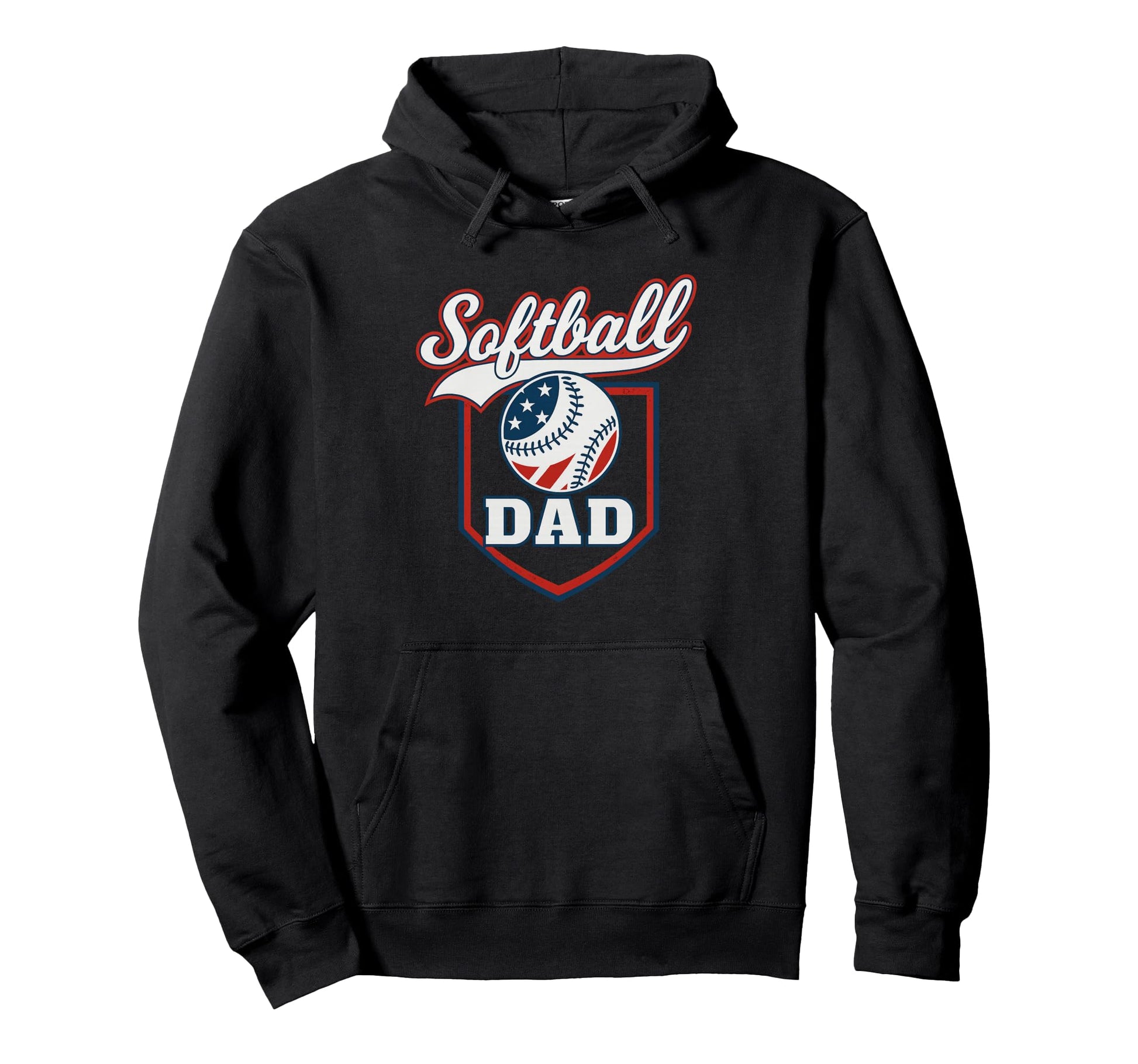 Patriotic Softball Dad Us Flag Proud Hoodie - Custom Art Print for Adults - T-Shirt, Sweatshirt, Hoodie