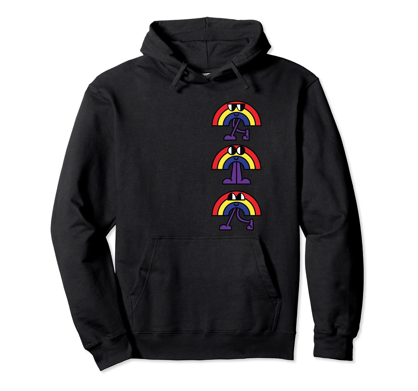 Lgbtq Walking Rainbows Faces Cartoon Hoodie - Unique Graphic for Adults - T-Shirt, Sweatshirt, Hoodie