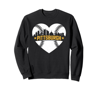 Pittsburgh Lovers Skyline Baseball Sweatshirt - Novelty Apparel Men Women - T-Shirt, Sweatshirt, Hoodie