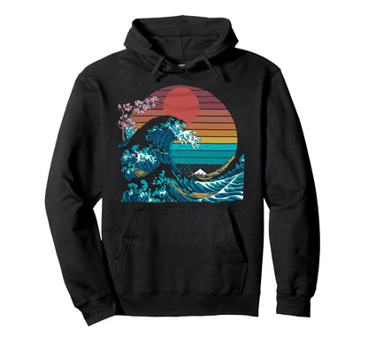 Big Wave Vaporwave Aesthetic 80S Hoodie - Fun Novelty Design Men Women - T-Shirt, Sweatshirt, Hoodie