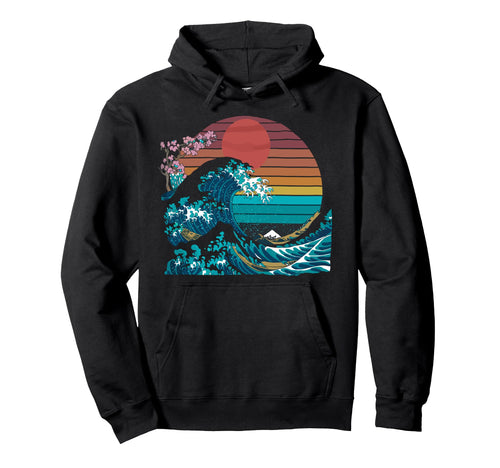 Big Wave Vaporwave Aesthetic 80S Hoodie - Fun Novelty Design Men Women - T-Shirt, Sweatshirt, Hoodie