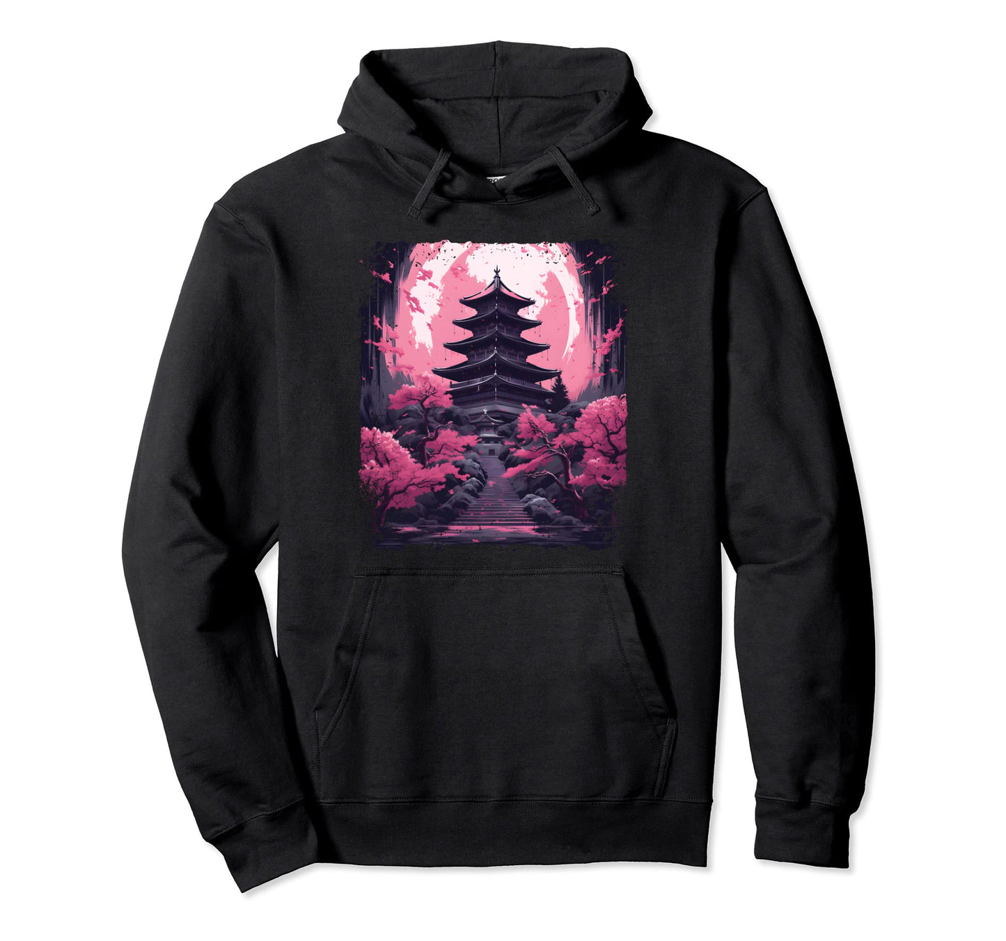 Cherry Blossom Sakura Tree Temple Hoodie - Streetwear Style Men Women - T-Shirt, Sweatshirt, Hoodie