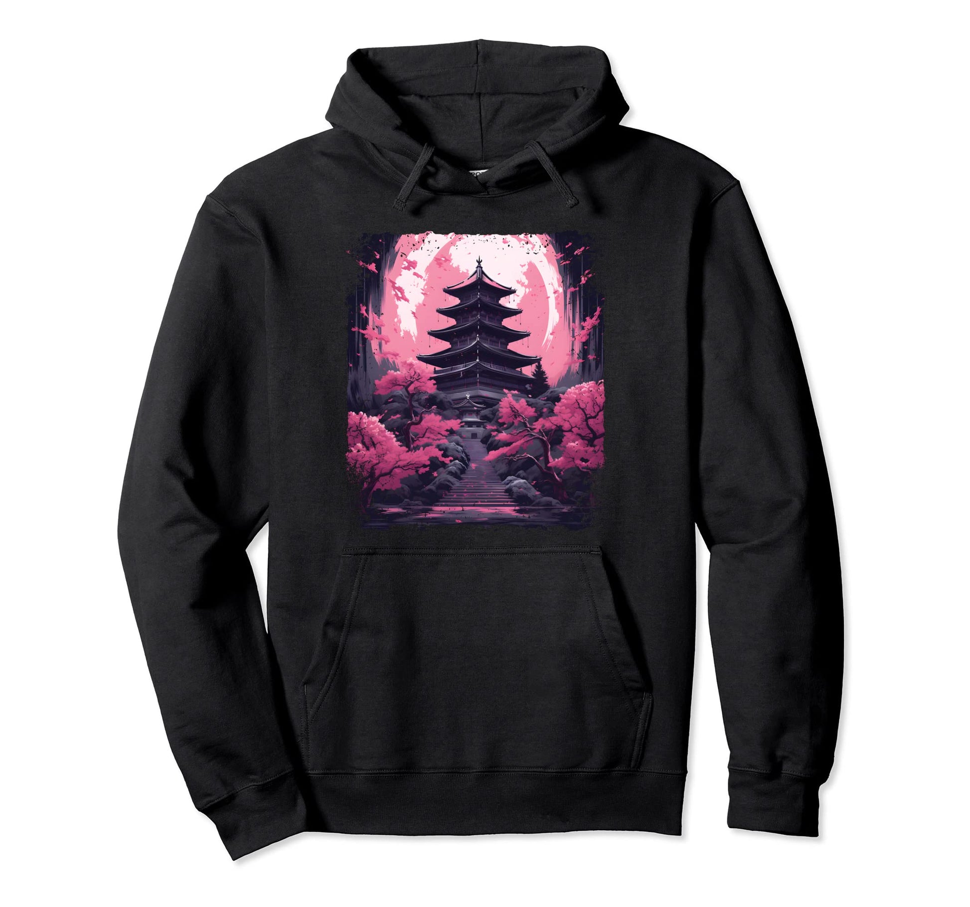 Cherry Blossom Sakura Tree Temple Hoodie - Streetwear Style Men Women - T-Shirt, Sweatshirt, Hoodie