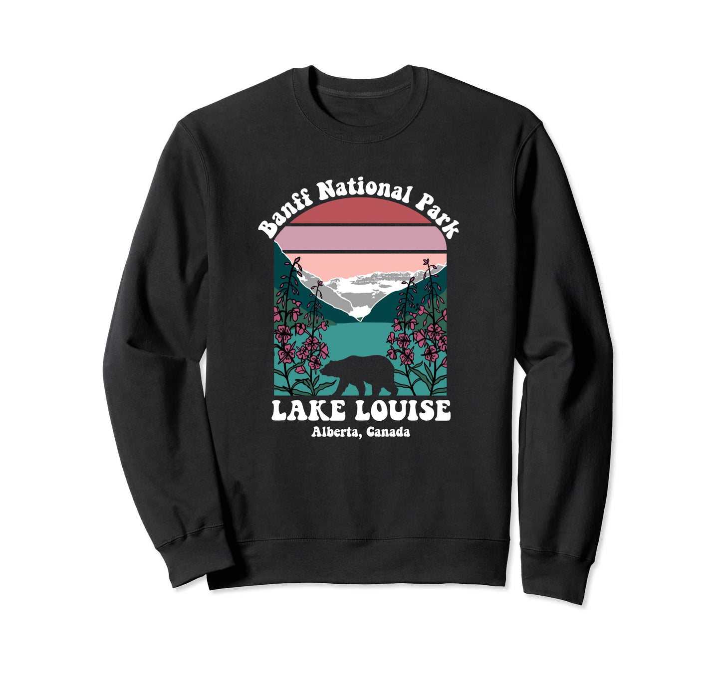 Banff National Park Lake Louise Floral Sweatshirt - Graphic Print Unisex - T-Shirt, Sweatshirt, Hoodie