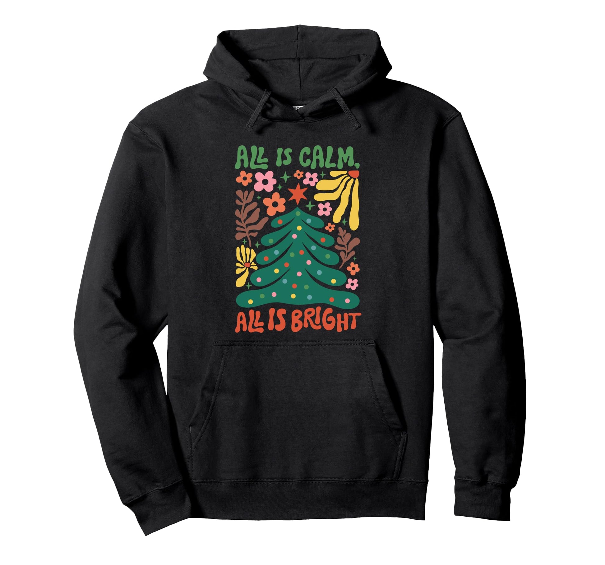 Boho Tree Holiday Flowers Aesthetic Hoodie - Fun Novelty Design Men Women - T-Shirt, Sweatshirt, Hoodie
