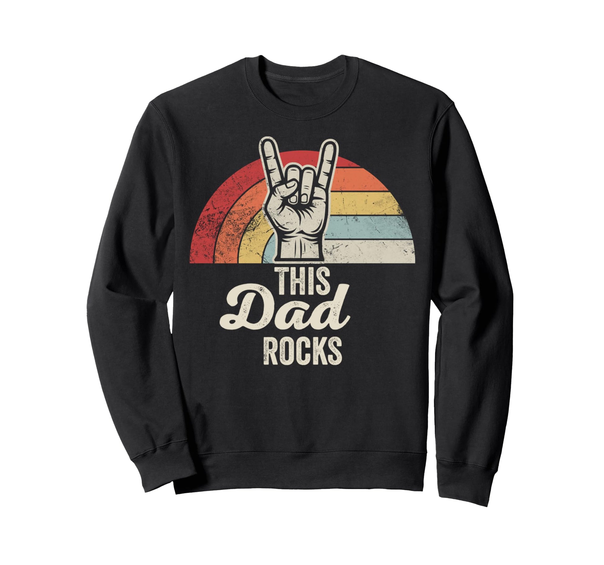 This Dad Rocks Hand Sign Rainbow Sweatshirt - Graphic Print for Adults - T-Shirt, Sweatshirt, Hoodie