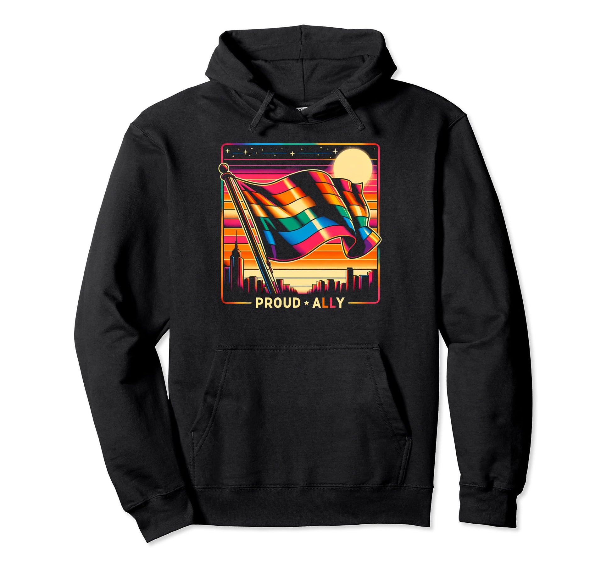 1980S Proud Ally Gay Pride Month Rainbow Hoodie - Streetwear Style Unisex - T-Shirt, Sweatshirt, Hoodie