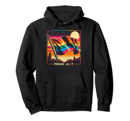 1980S Proud Ally Gay Pride Month Rainbow Hoodie - Streetwear Style Unisex - T-Shirt, Sweatshirt, Hoodie