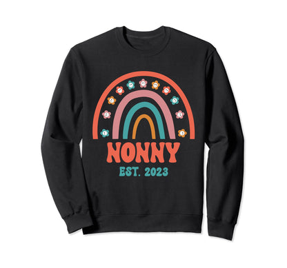 Nonny Groovy Grandma Est 2023 Rainbow Sweatshirt - Custom Art Print Unisex - T-Shirt, Sweatshirt, Hoodie