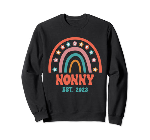 Nonny Groovy Grandma Est 2023 Rainbow Sweatshirt - Custom Art Print Unisex - T-Shirt, Sweatshirt, Hoodie
