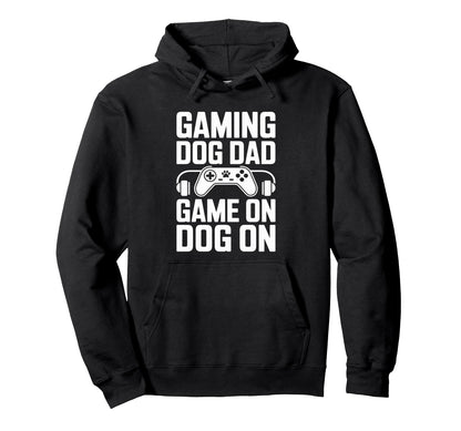 Gaming Dog Dad Game Dog Gamer Hoodie - Aesthetic Graphic Men Women - T-Shirt, Sweatshirt, Hoodie