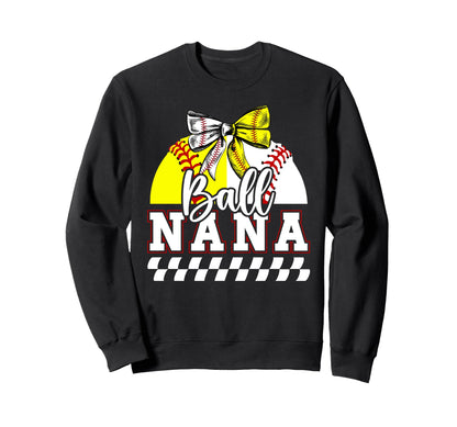 Ball Nana Grandma Coquette Baseball Sweatshirt - Custom Art Print Unisex - T-Shirt, Sweatshirt, Hoodie
