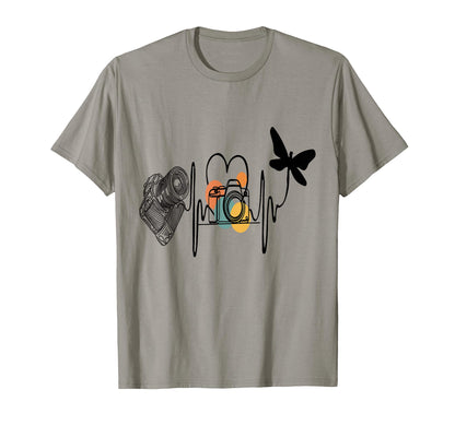 Womens Funny Camera Heartbeat T-Shirt - Custom Art Print Unisex - T-Shirt, Sweatshirt, Hoodie