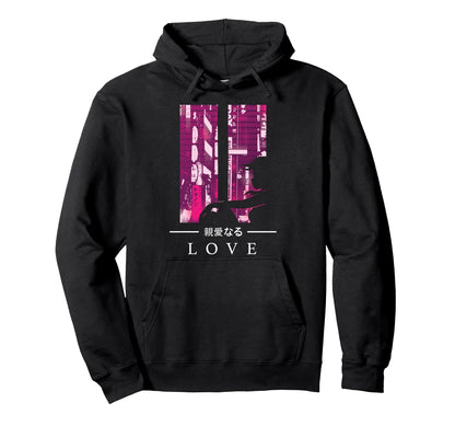 Anime Love Japanese Art Aesthetic Hoodie - Aesthetic Graphic Men Women - T-Shirt, Sweatshirt, Hoodie