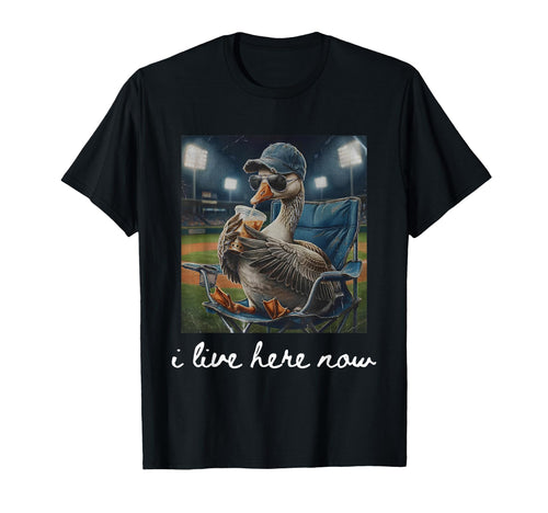 I Live Here Now Baseball Goose Meme T-Shirt - Custom Art Print Unisex - T-Shirt, Sweatshirt, Hoodie