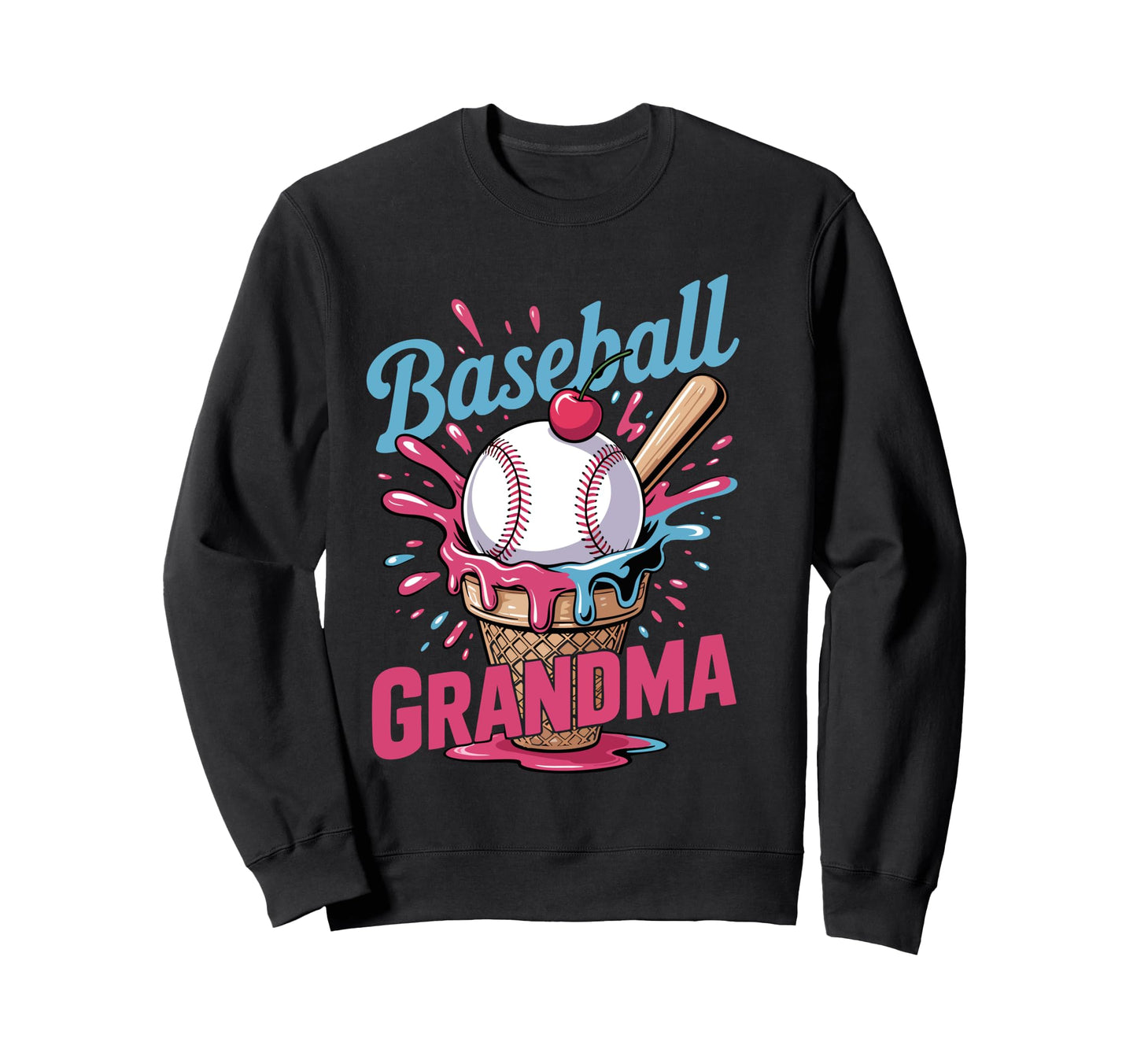 Baseball Grandma Ice Cream Funny Sweatshirt - Fun Novelty Design Unisex - T-Shirt, Sweatshirt, Hoodie