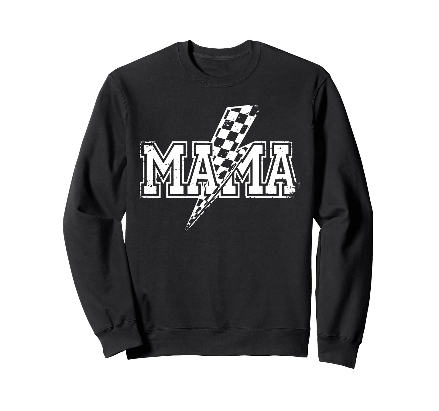 Mama Lightning Bolt Checkered Sweatshirt - Minimalist Print Men Women - T-Shirt, Sweatshirt, Hoodie