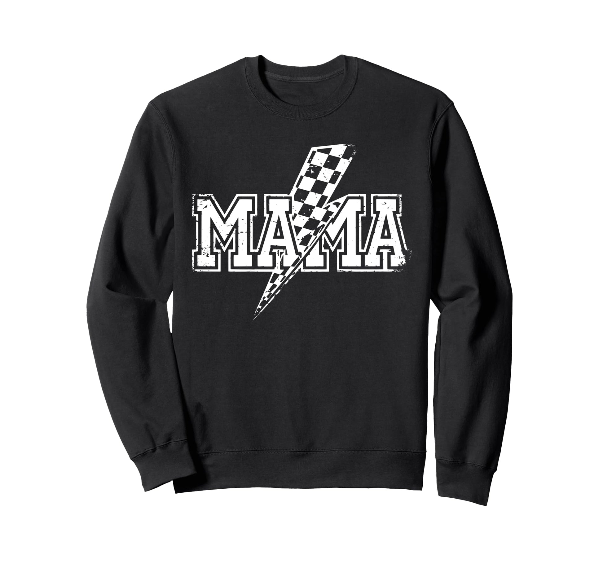Mama Lightning Bolt Checkered Sweatshirt - Minimalist Print Men Women - T-Shirt, Sweatshirt, Hoodie
